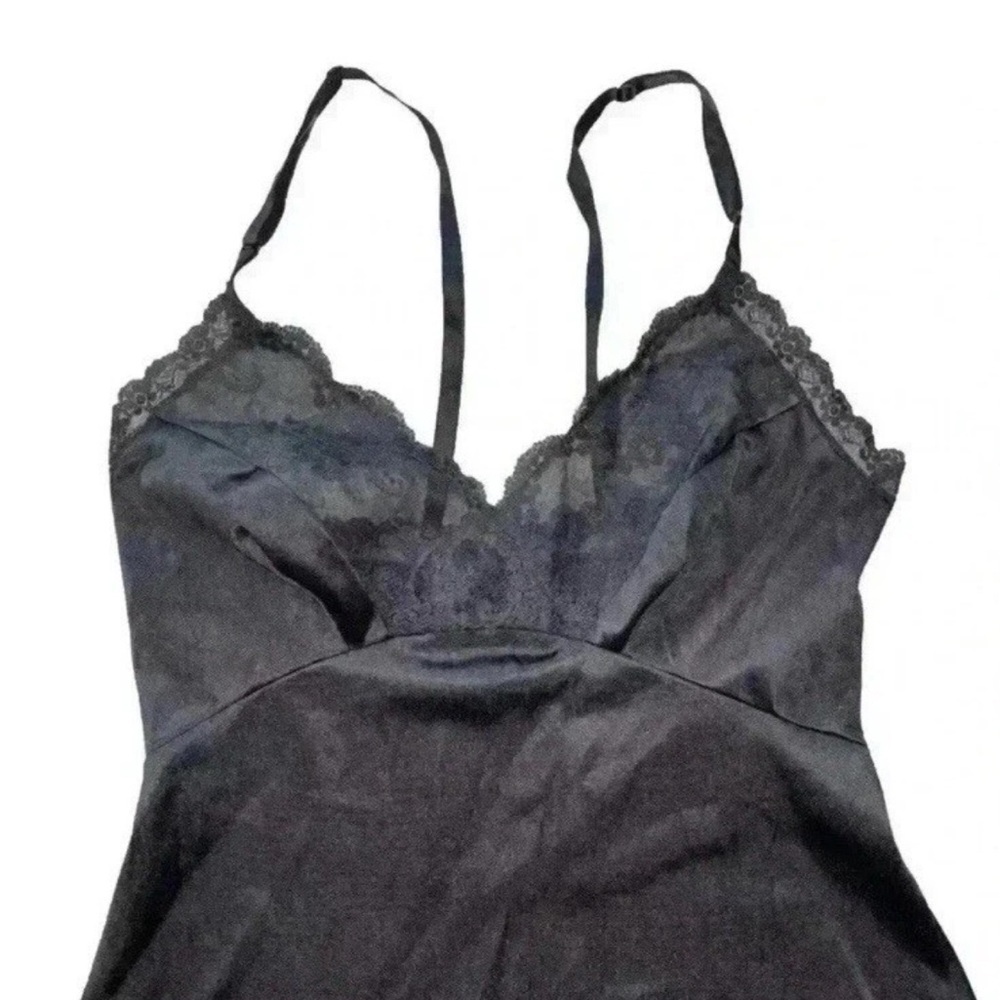 Vintage Vanity Fair Full Slip Dress Size 32L Black Nylon Lace Trim Lingerie USA - Picture 2 of 9